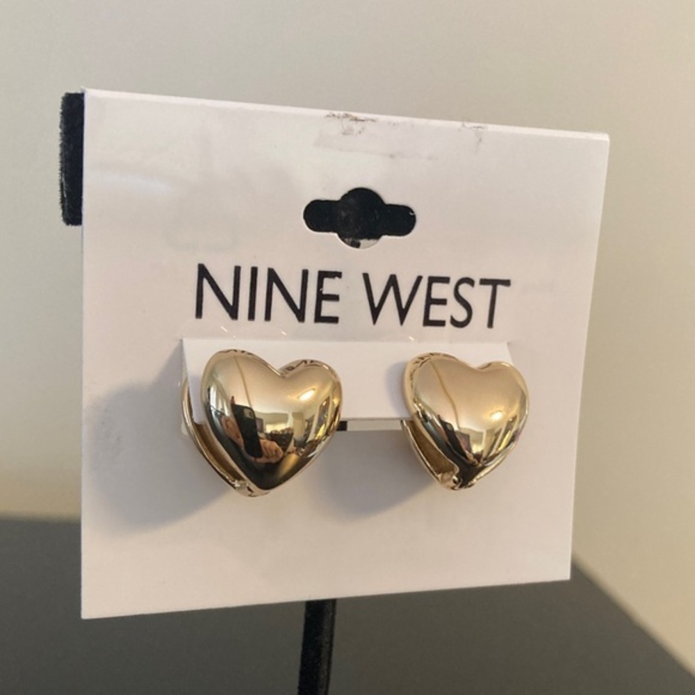 Nine West Shiny Gold Heart Earrings